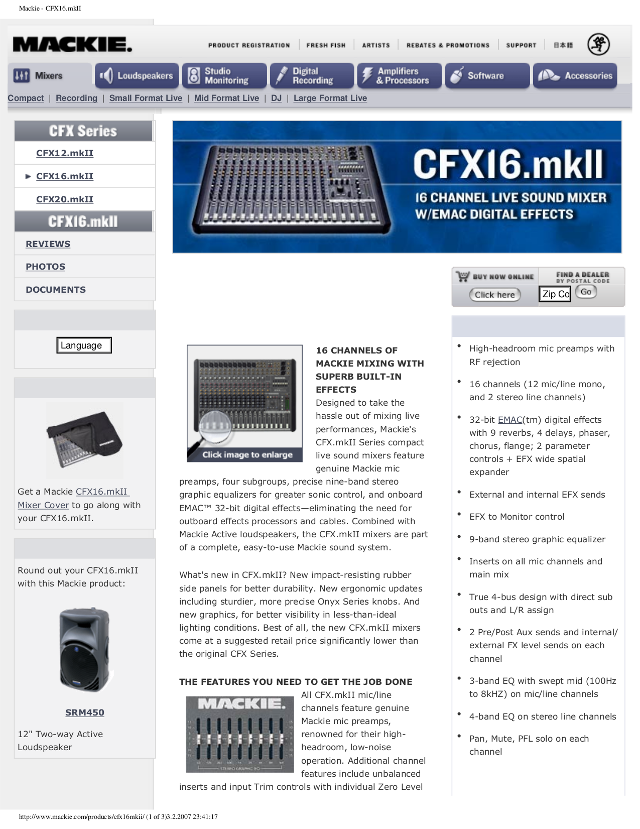 Download free pdf for Mackie CFX mkII Series CFX 16 Line Mixer Other manual